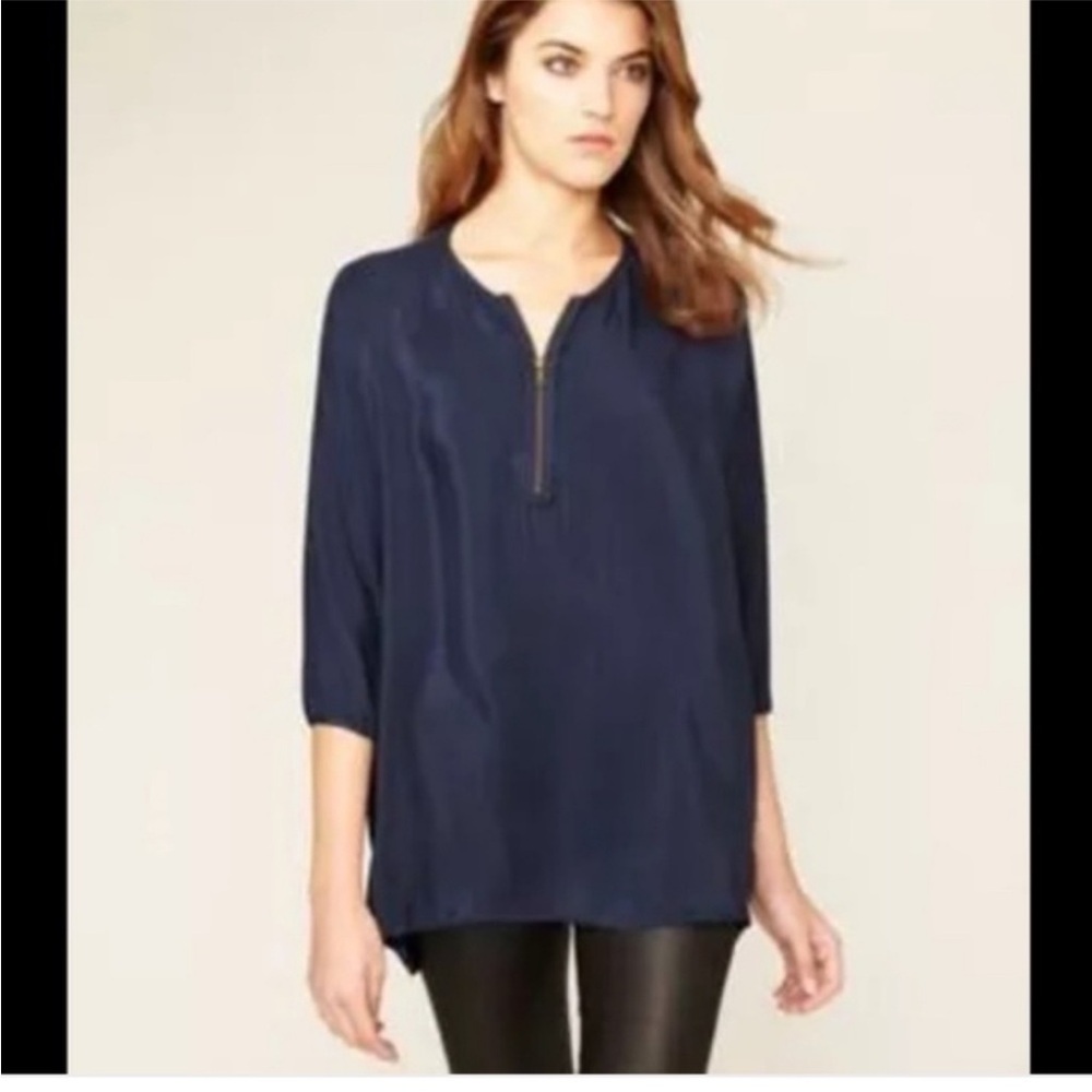Vince  Navy Zip-Front Top